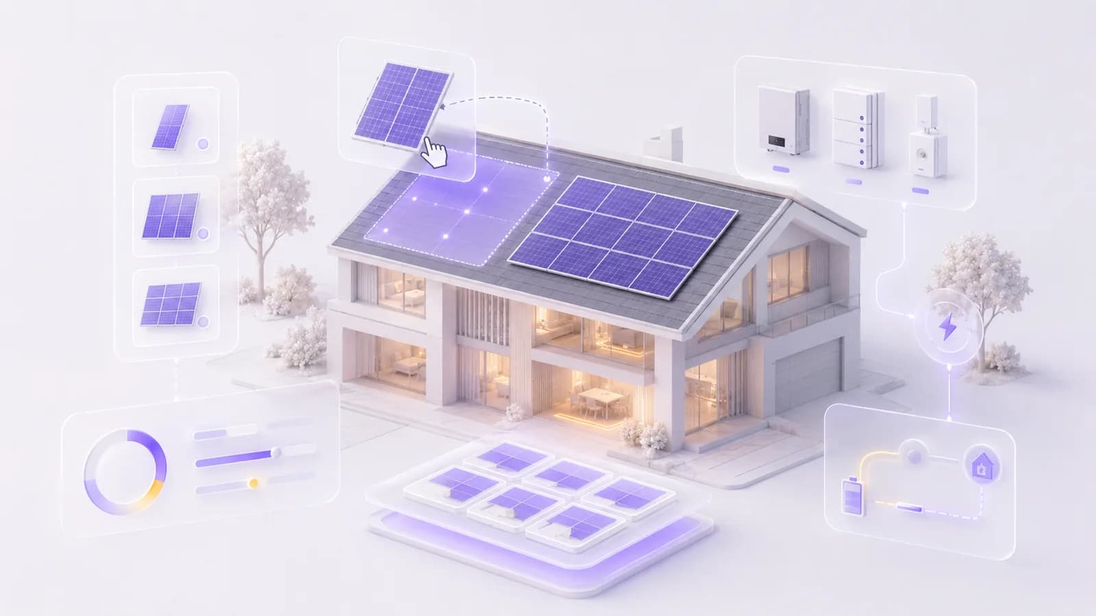 PV-Konfigurator: Module auf dem Dach platzieren, Wechselrichter und Speicher wählen